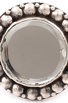 Silver Glass Handcrafted Oxidized Adjustable Ring In Sterling Silver