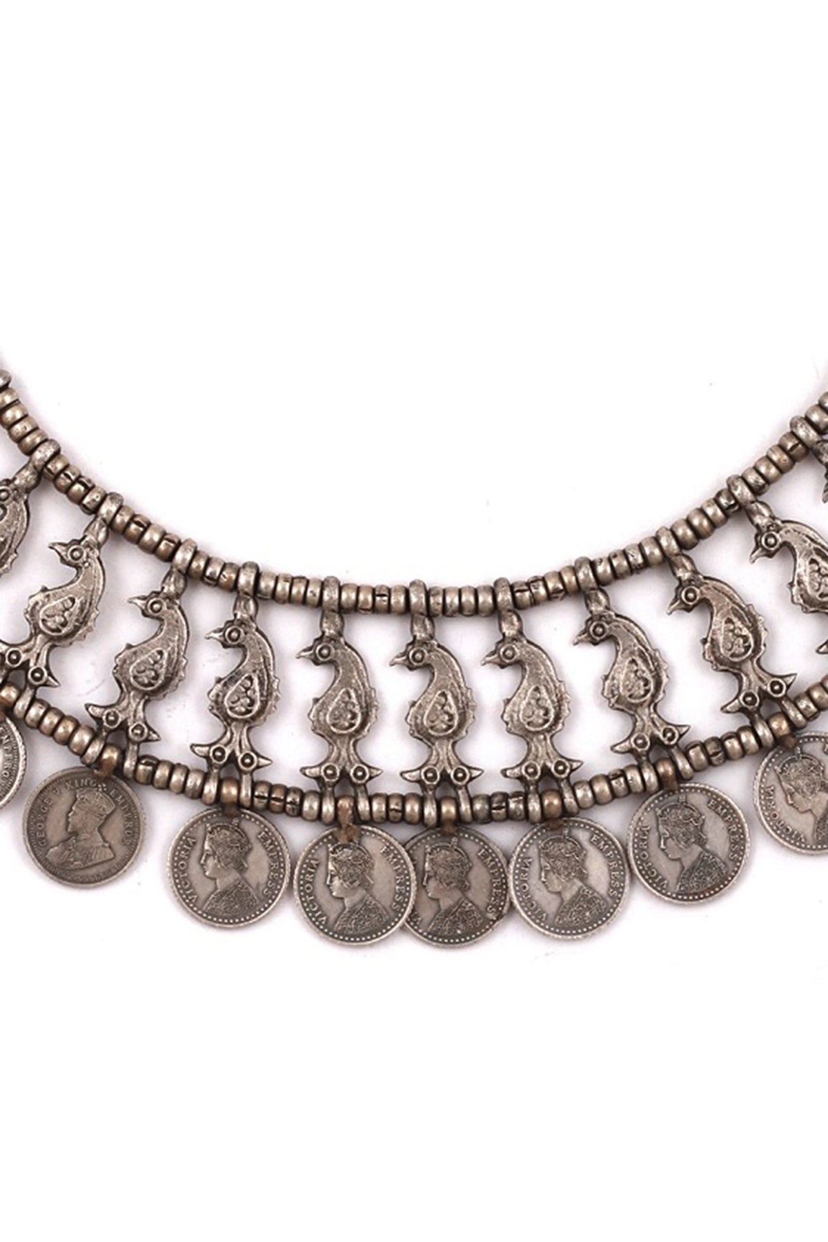 Silver Handcrafted Oxidized Necklace In Sterling Silver