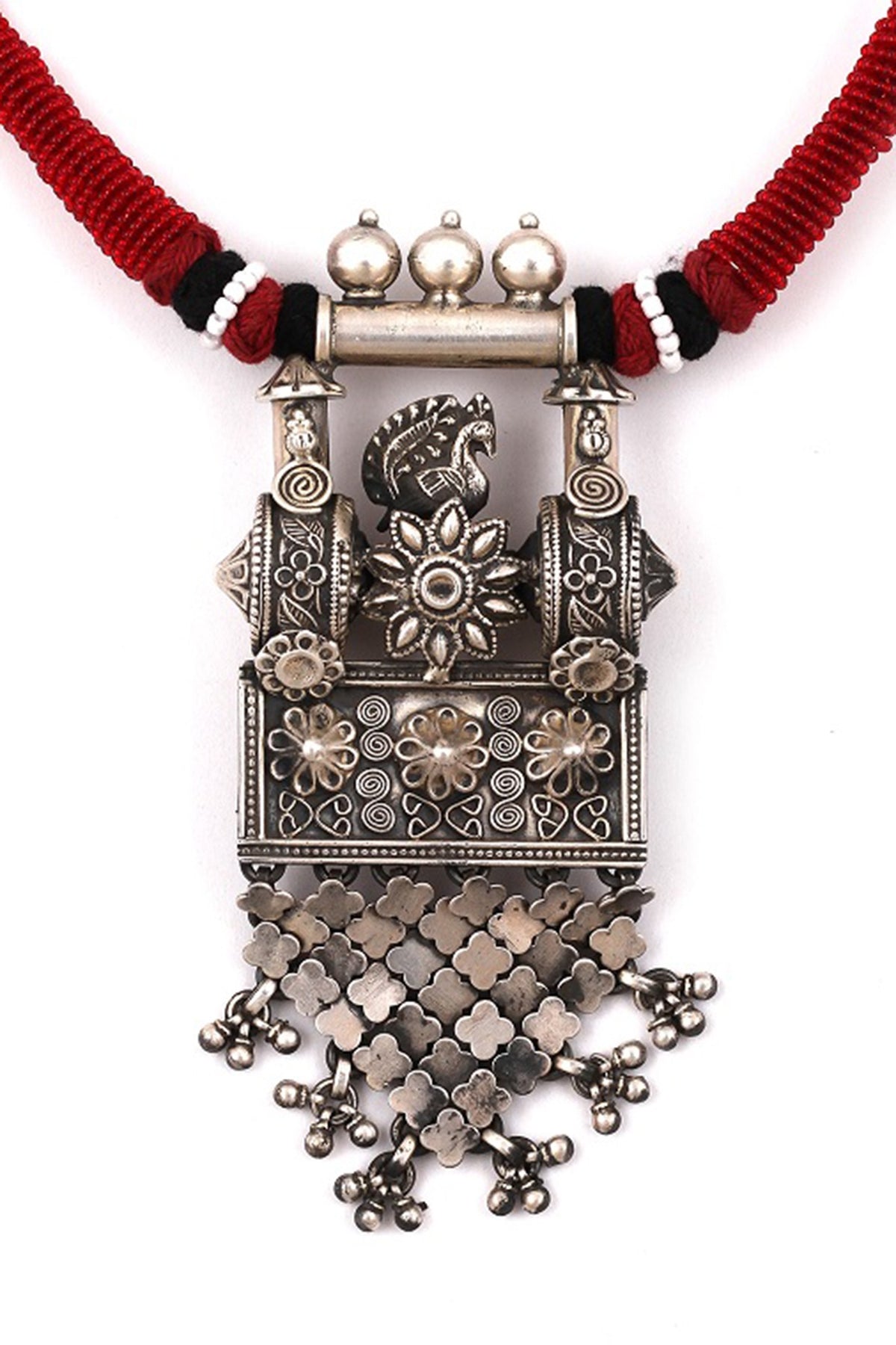 Silver Engraved Handcrafted Necklace In Sterling Silver