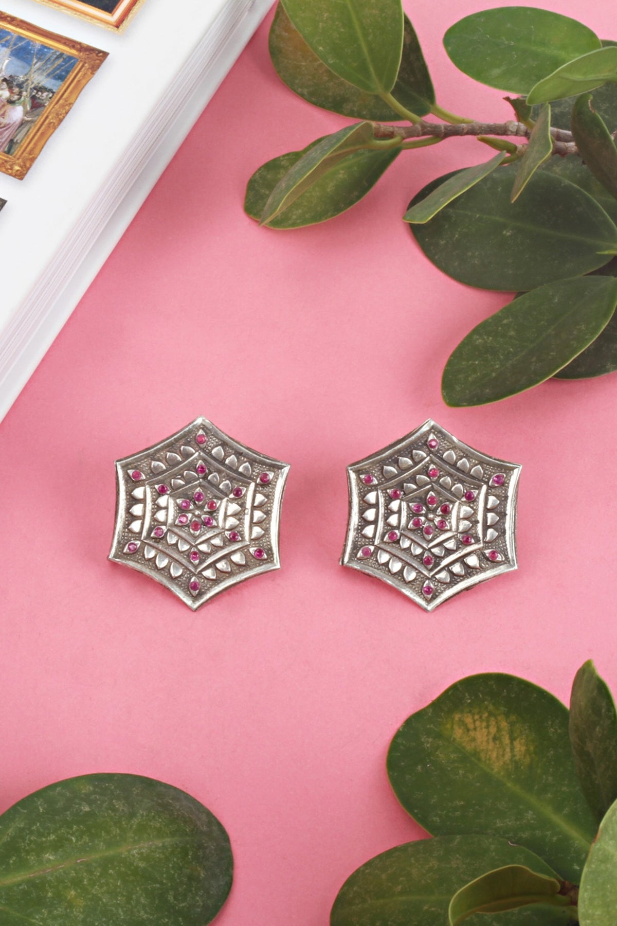 Silver Handcrafted Stud Earrings In Sterling Silver