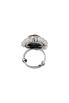 Gold Finish Labradorite Stone Handcrafted Ring In Sterling Silver