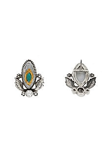 Silver Finish Jade Stud Earrings In Sterling Silver