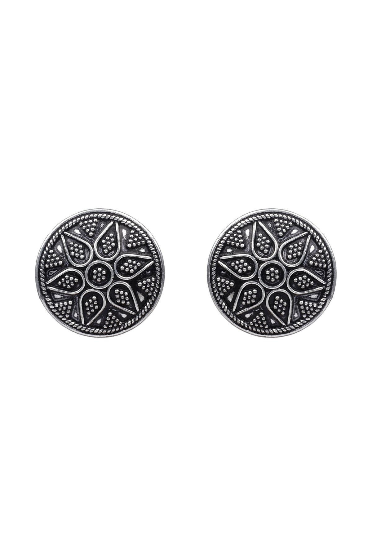 Silver Finish Stud Earrings In Sterling Silver