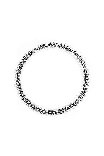 Silver Finish Handcrafted Bangle In Sterling Silver