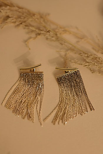 Gold Finish Tassel Dangler Earrings