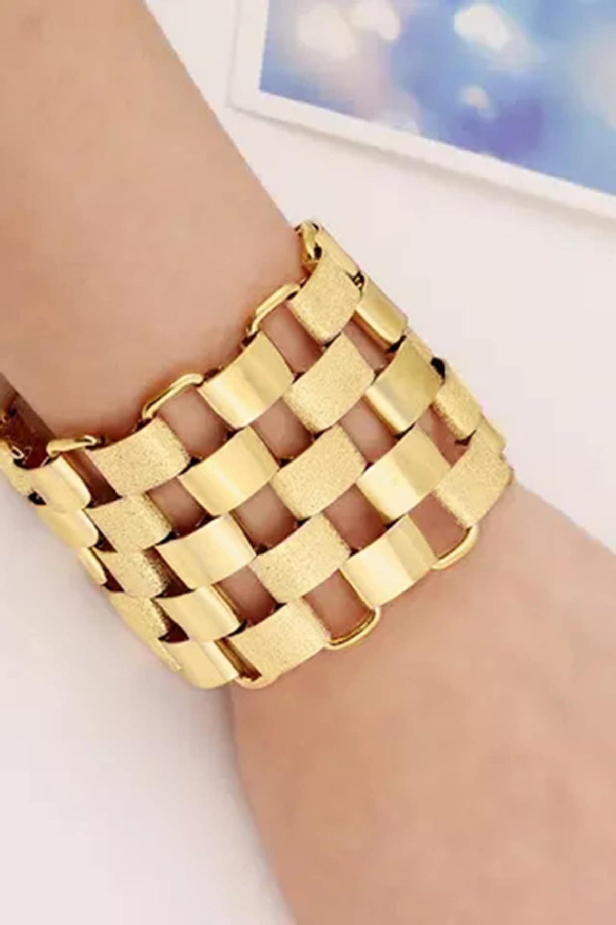 Gold Plated Checkered Bracelet