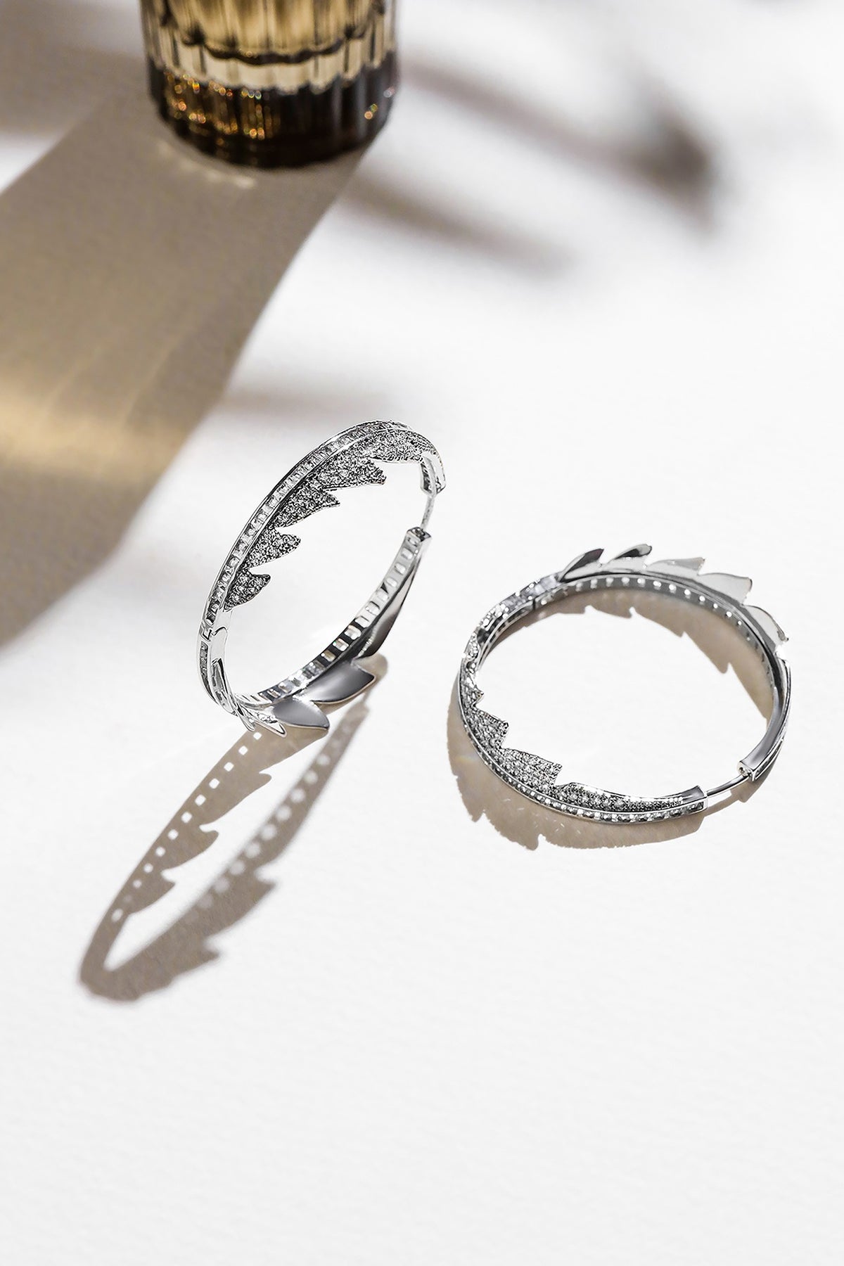Silver Finish Zircon Hoop Earrings