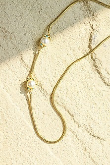 Micron Gold Plated Zircon & Pearl Necklace