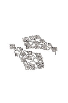 White Gold Finish Zircon Dangler Earrings
