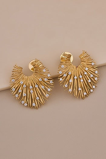 18kt Yellow Gold Finish Diamond Stud Earrings