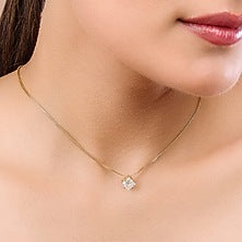 14kt Yellow Gold 1.5ctw Lab Grown Princess Diamond Pendant Necklace