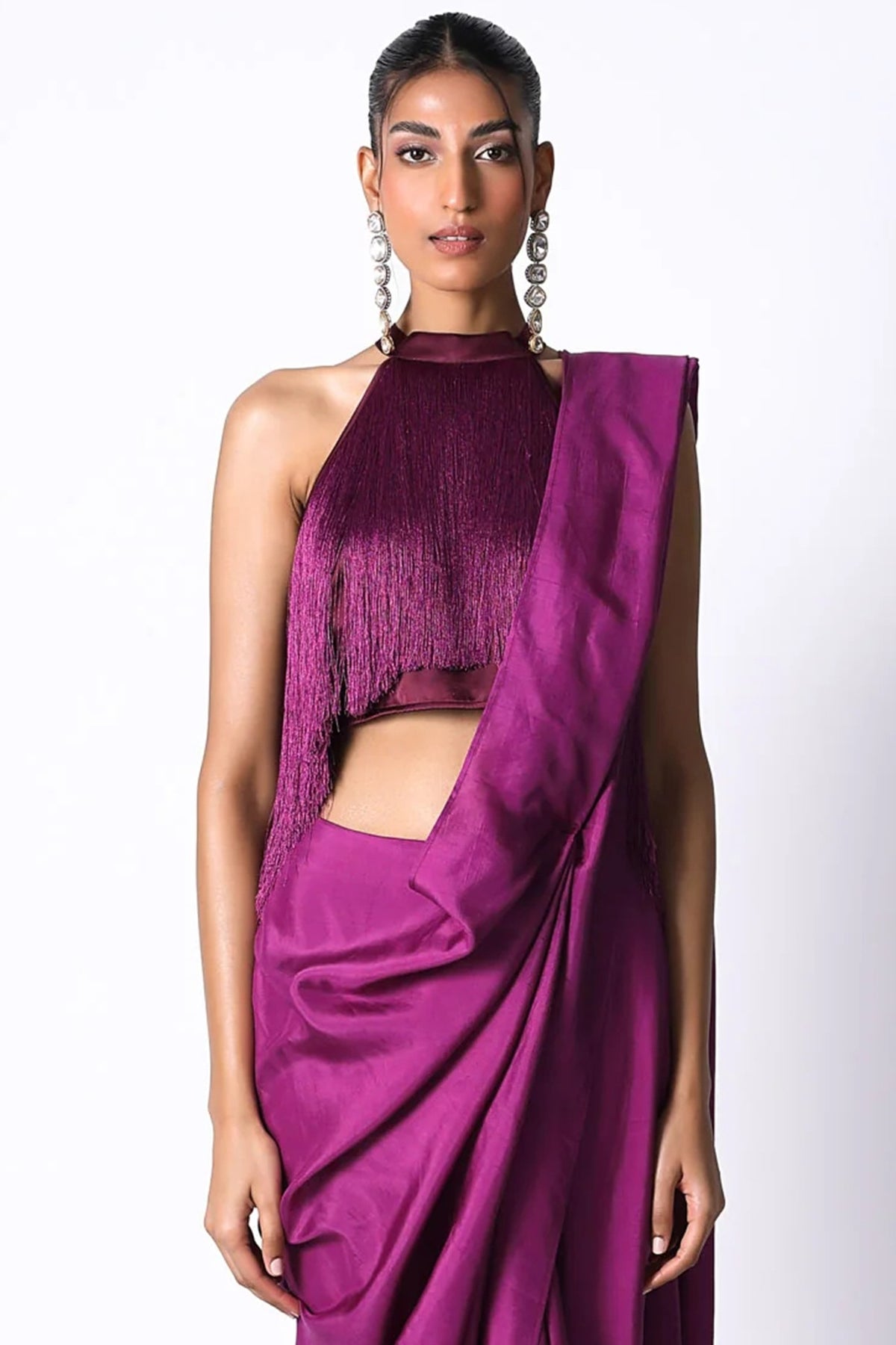 Purple Silk Fringe Top