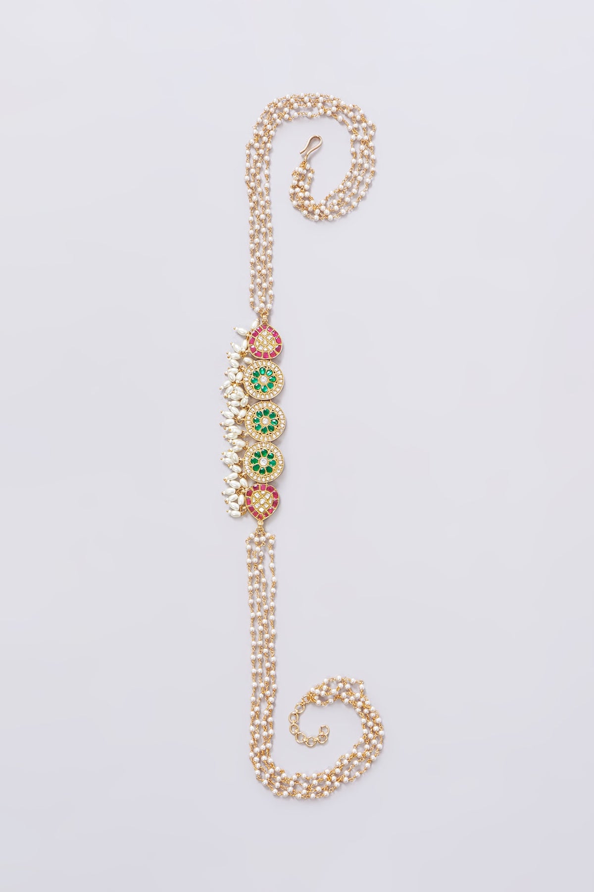 Gold Plated Jadau Kundan Polki Earchains (Set of 2)