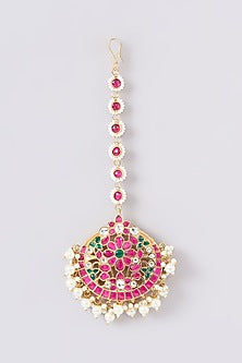 Gold Plated Jadau Kundan Polki Maangtikka