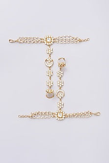 Gold Plated Jadau Kundan Polki Hathphools (Set of 2)