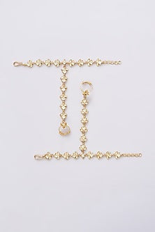Gold Plated Jadau Kundan Polki Hathphools (Set of 2)