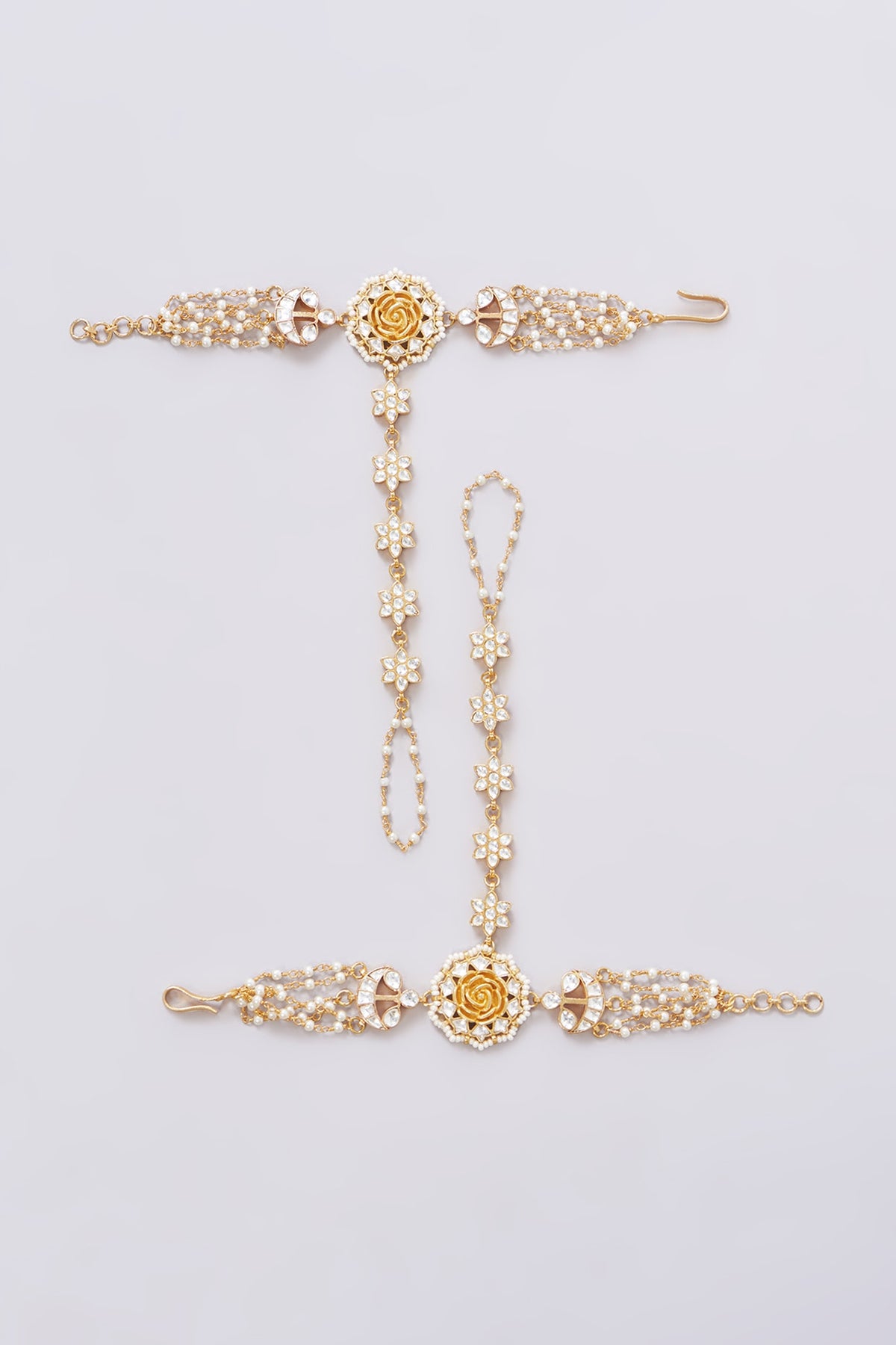 Gold Plated Jadau Kundan Polki Hathphools (Set of 2)