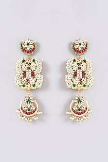 Gold Plated Jadau Kundan Polki Dangler Earrings