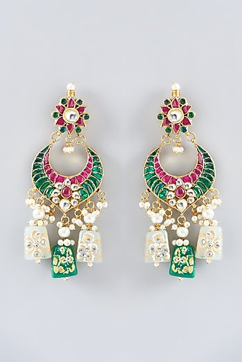 Gold Plated Kundan Polki & Semi-Precious Stone Necklace Set