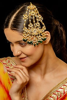 Gold Plated Kundan Polki & Semi-Precious Stone Pasa
