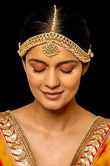 Gold Plated Kundan Polki & Semi-Precious Stone Mathapatti