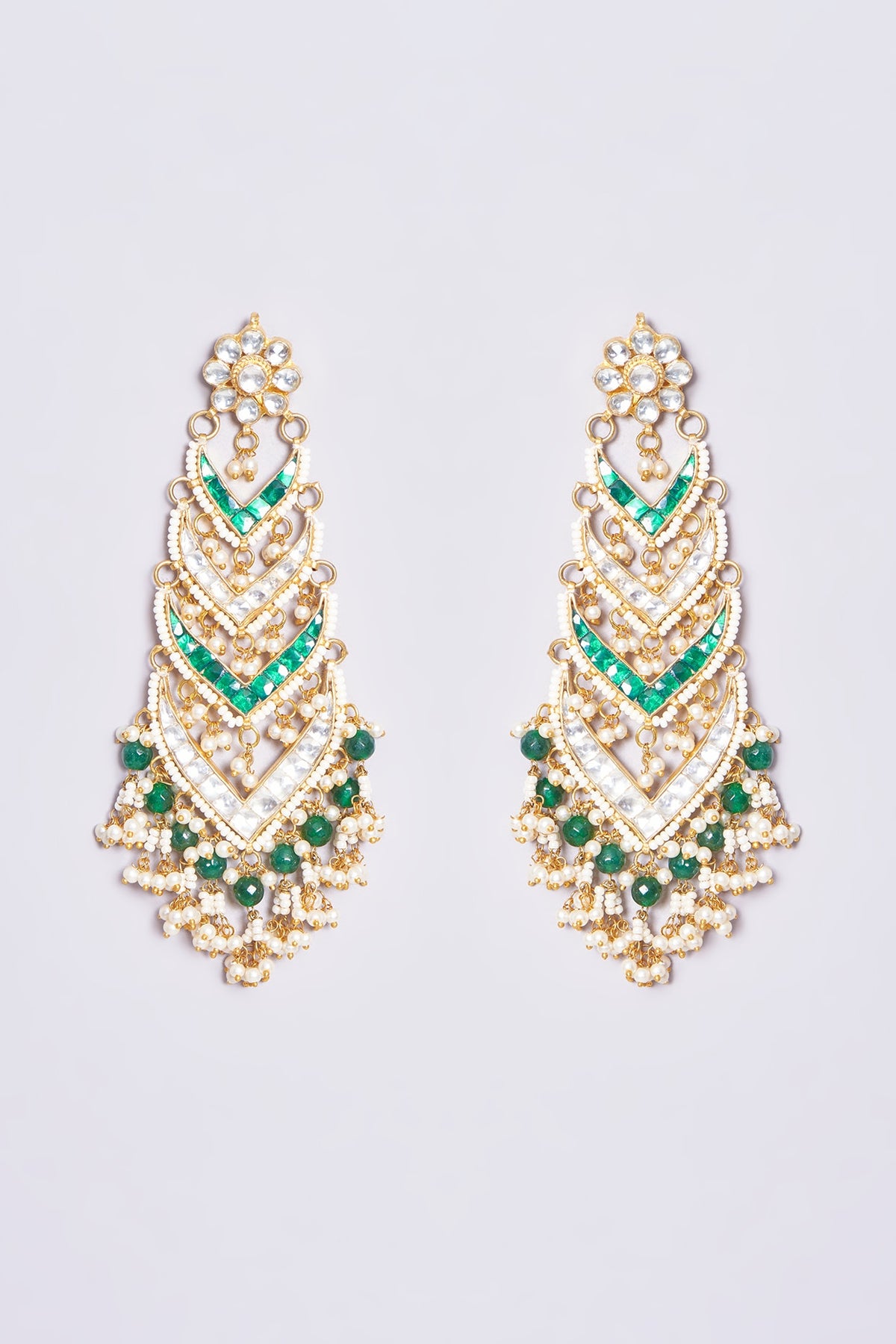 Gold Plated Kundan Polki Dangler Earrings