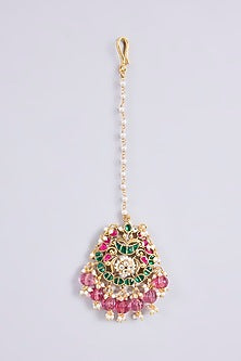 Gold Plated Kundan Polki & Semi-precious Stone Jadau Maangtikka