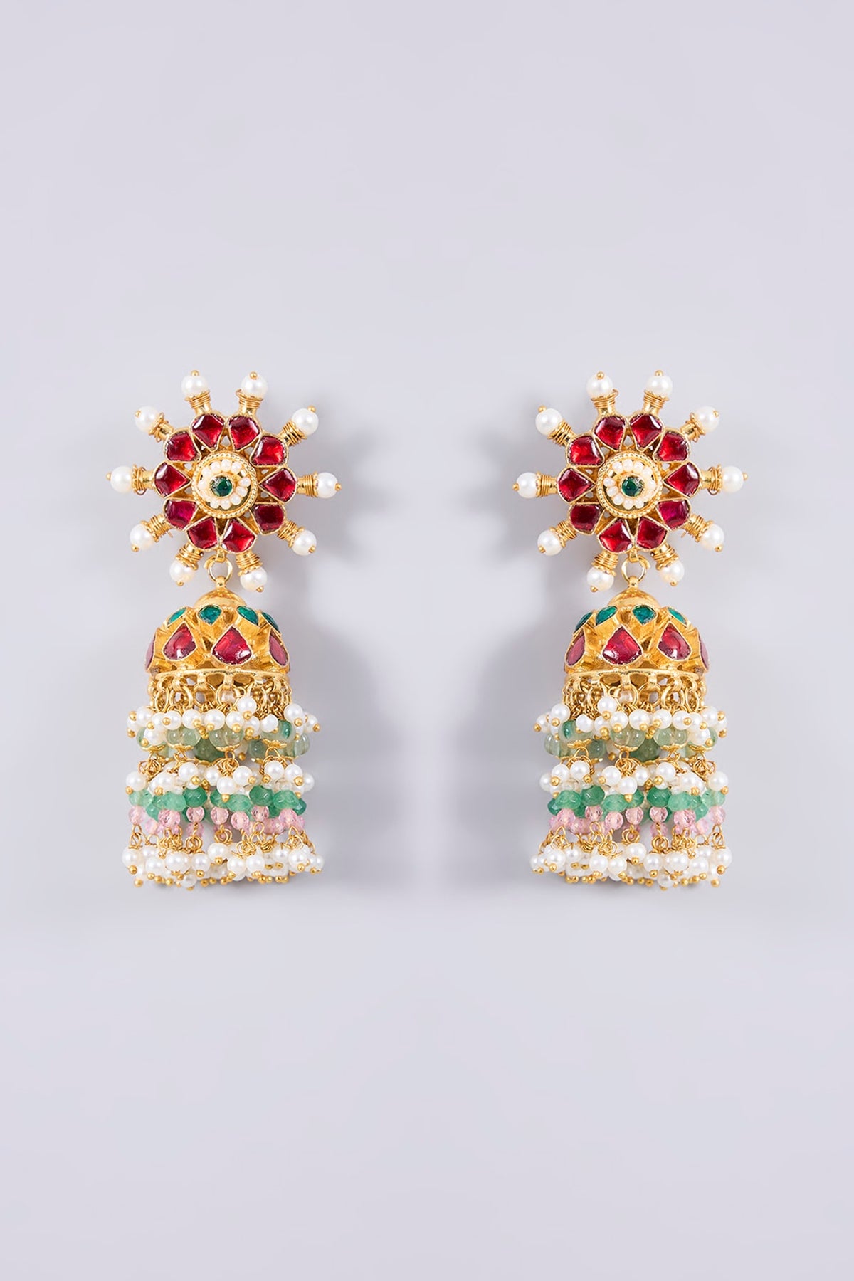 Gold Plated Kundan Polki & Semi-precious Stone Jadau Choker Necklace Set