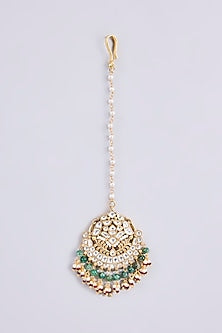 Gold Plated Kundan Polki & Semi-precious Stone Jadau Maangtikka
