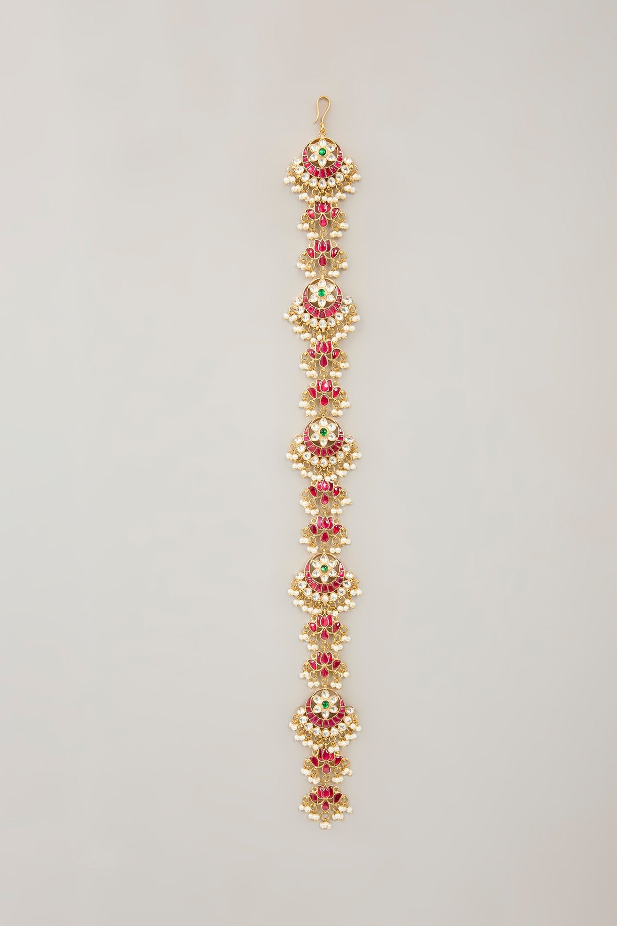 Gold Plated Jadau Kundan Polki Braid Pin