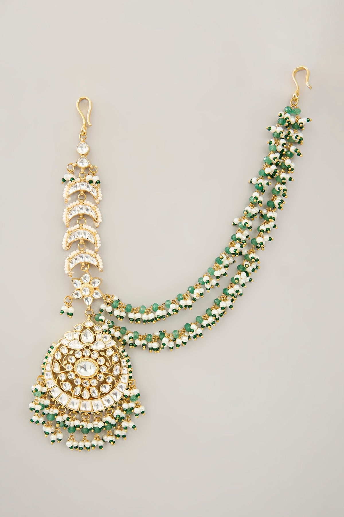 Gold Plated Jadau kundan Polki & Natural Gemstone Chandbali Earrings