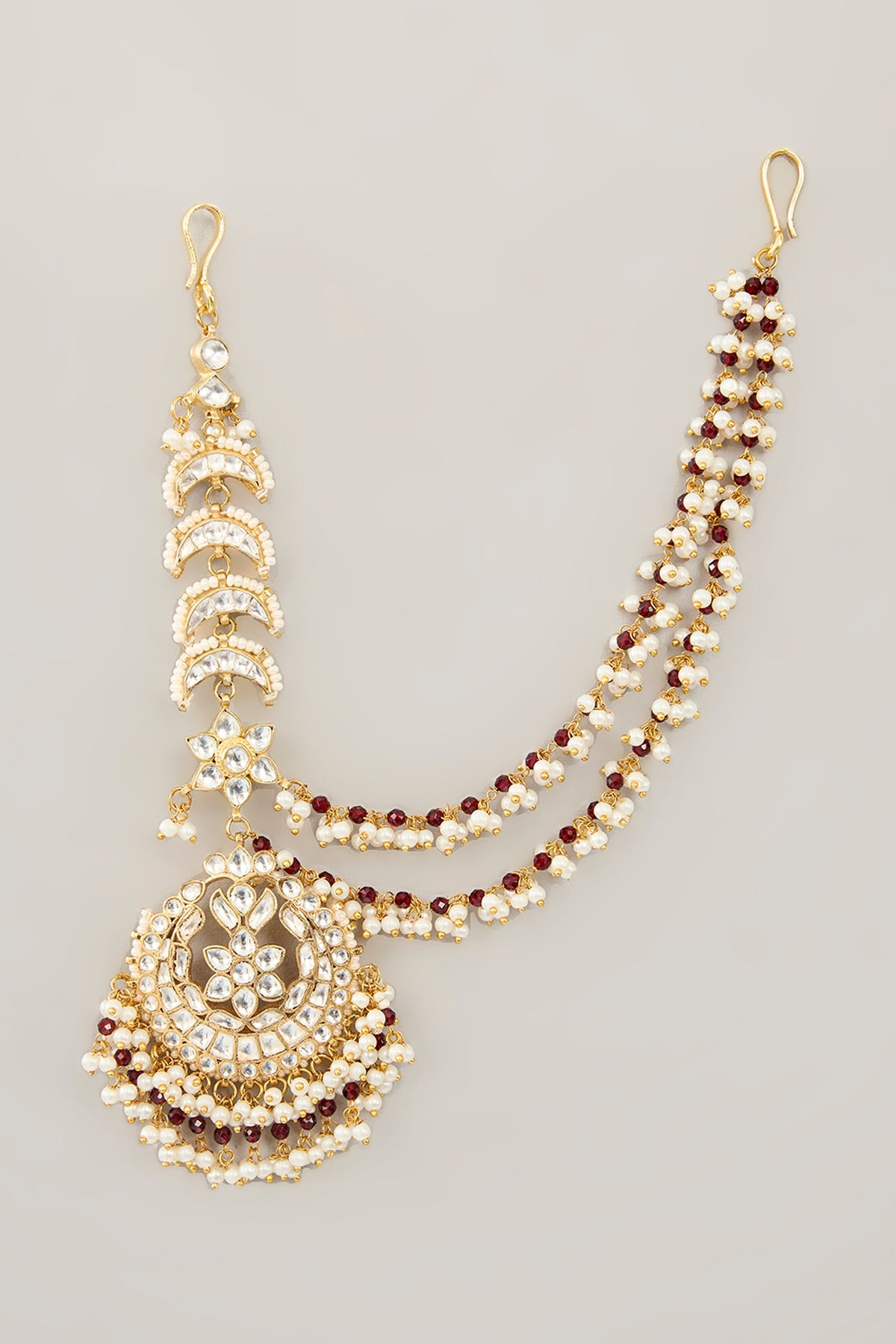 Gold Plated Jadau kundan Polki & Natural Gemstone Chandbali Earrings