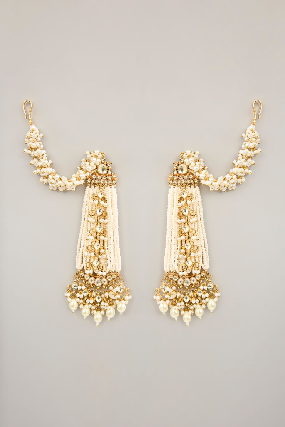 Gold Plated Jadau Kundan Polki & Natural Gemstone Dangler Earrings