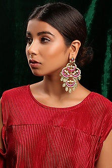 Gold Plated Kundan Polki Earrings