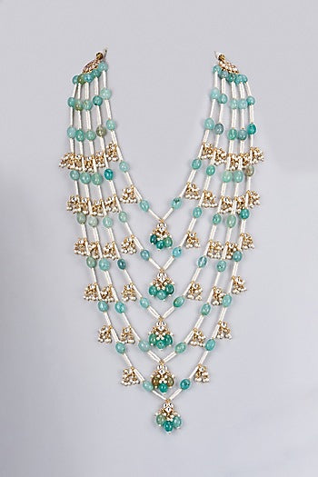 Gold Plated Kundan Polki & Pearl Enameled Mala