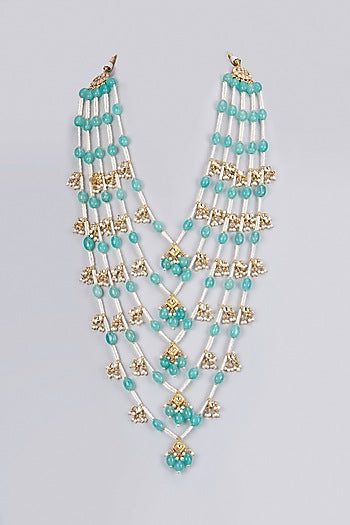 Gold Plated Kundan Polki & Pearl Mala