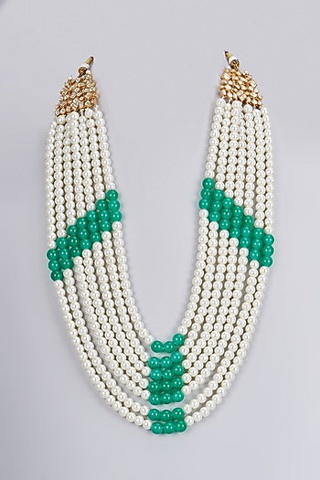 Gold Plated Kundan Polki & Pearl Mala