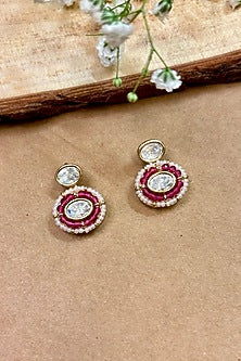 Gold Finish Kundan Polki & Pink Stone Choker Necklace Set