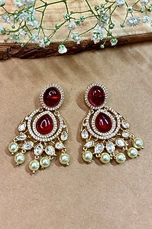 Gold Finish Kundan Polki & Ruby Stone Choker Necklace Set