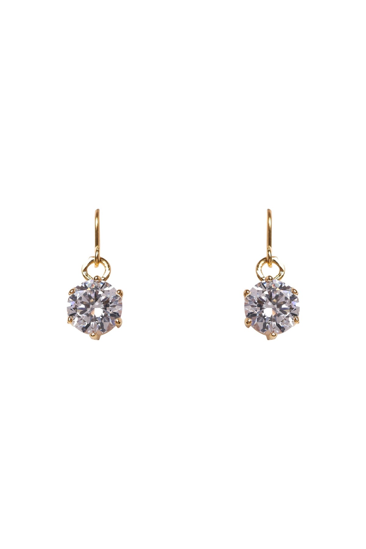 Gold Plated Zircon Dangler Earrings In Sterling Silver
