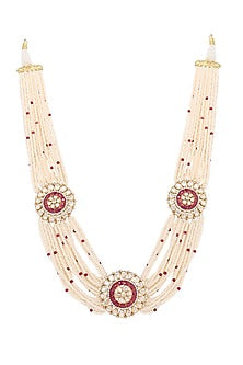 Gold Plated Kundan Polki Necklace In Sterling Silver