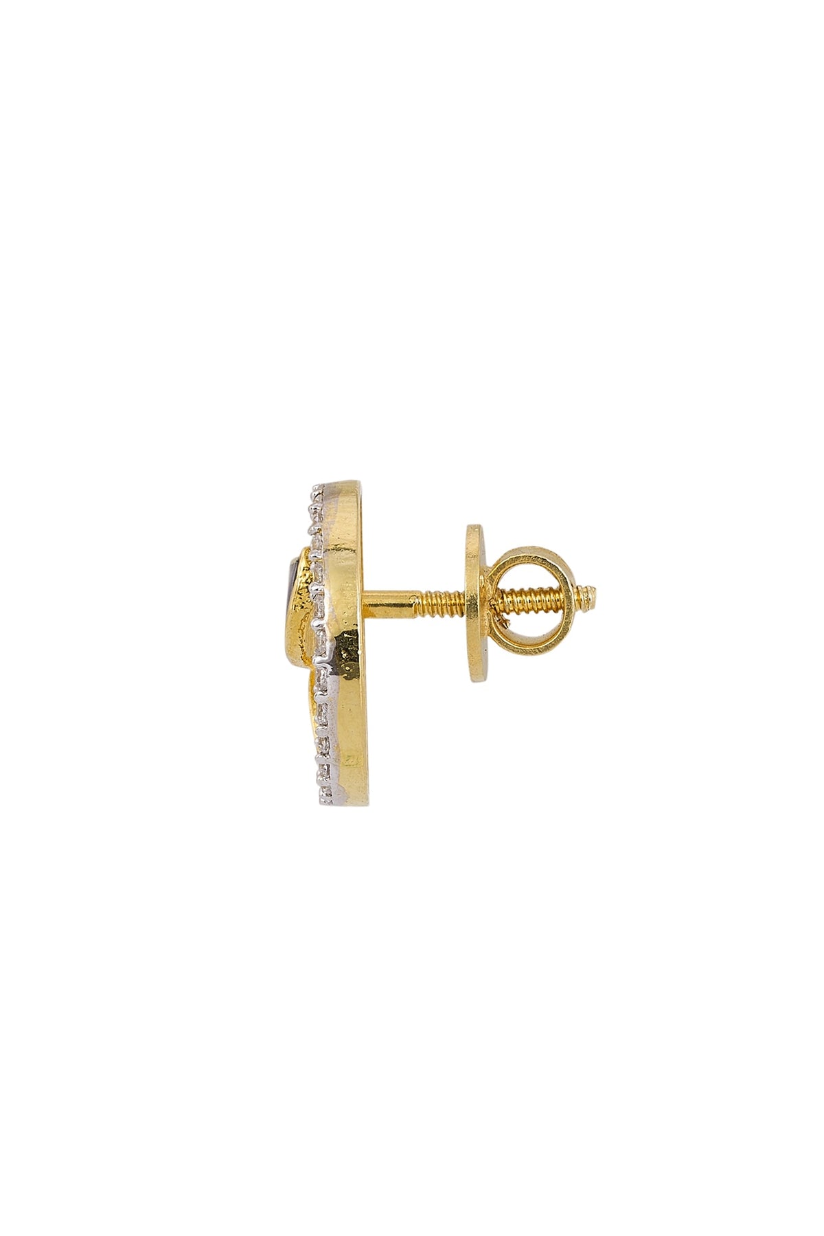 Gold Rhodium Plated Blue Zircon Stud Earrings In Sterling Silver