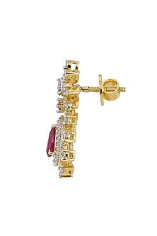 Gold Rhodium Plated Pink Zircon Dangler Earrings In Sterling Silver