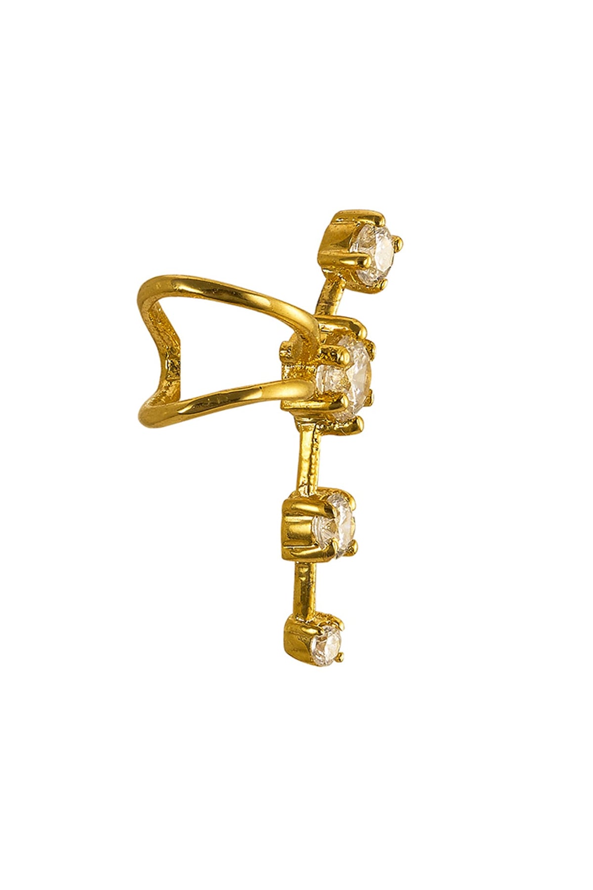 Gold Rhodium Plated Zircon Stud Earrings In Sterling Silver
