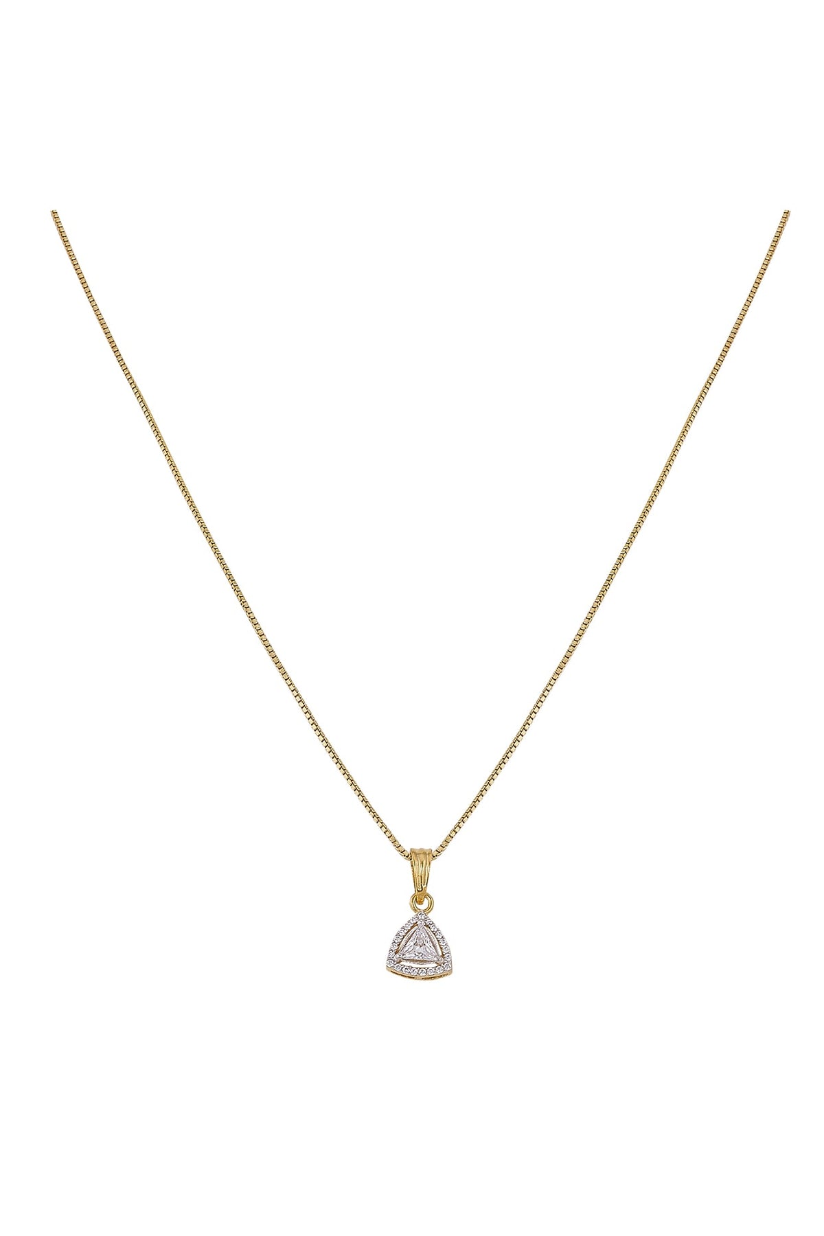 Gold Rhodium Plated Zircon Pendant Chain Necklace Set In Sterling Silver