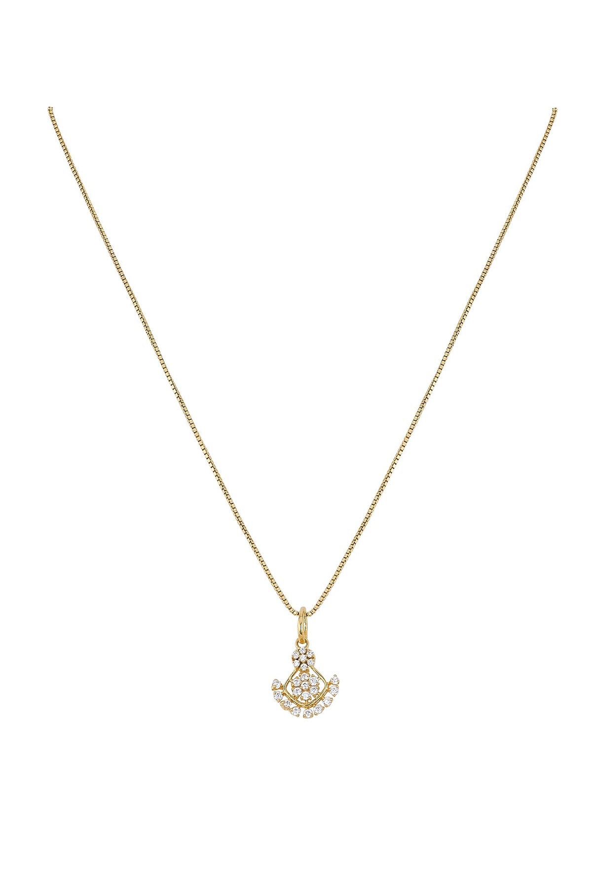Gold Rhodium Plated Zircon Pendant Chain Necklace Set In Sterling Silver