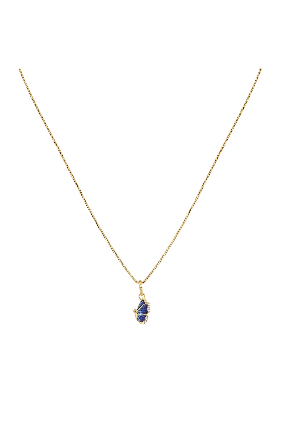 Gold Rhodium Plated Blue Zircon Pendant Chain Necklace Set In Sterling Silver