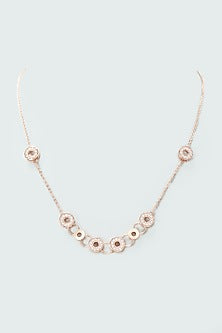 Rose Gold Finish Cubic Zirconia Necklace In Sterling Silver