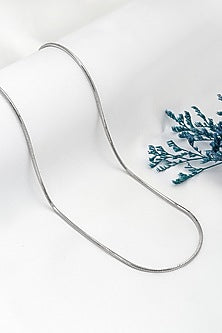 White Rhodium Finish Snake Chain In Sterling Silver