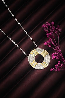White Rhodium Finish Cubic Zirconia Pendant Necklace In Sterling Silver